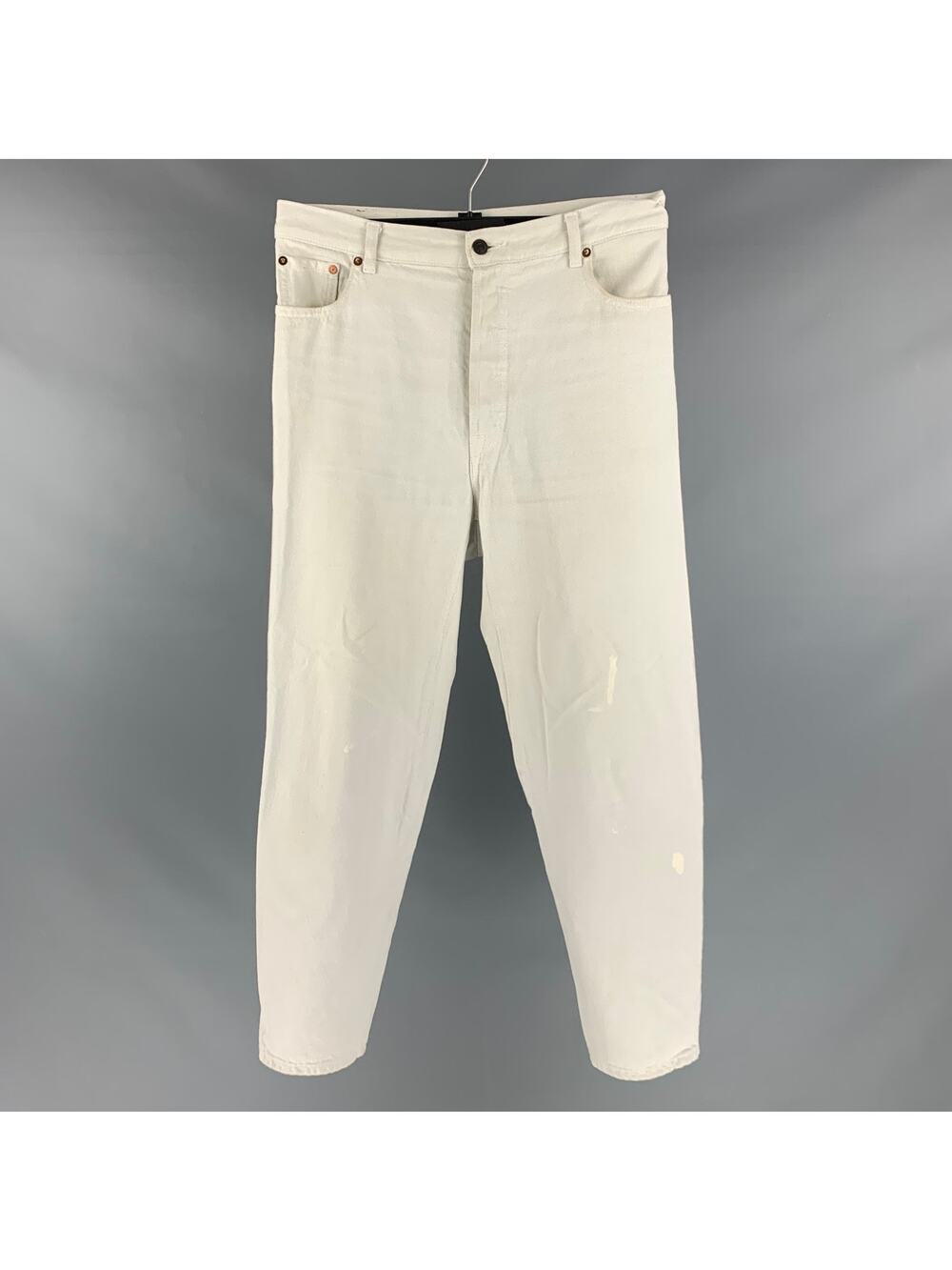 VETEMENTS Size 32 White Light Blue Cotton Button Fly Jeans